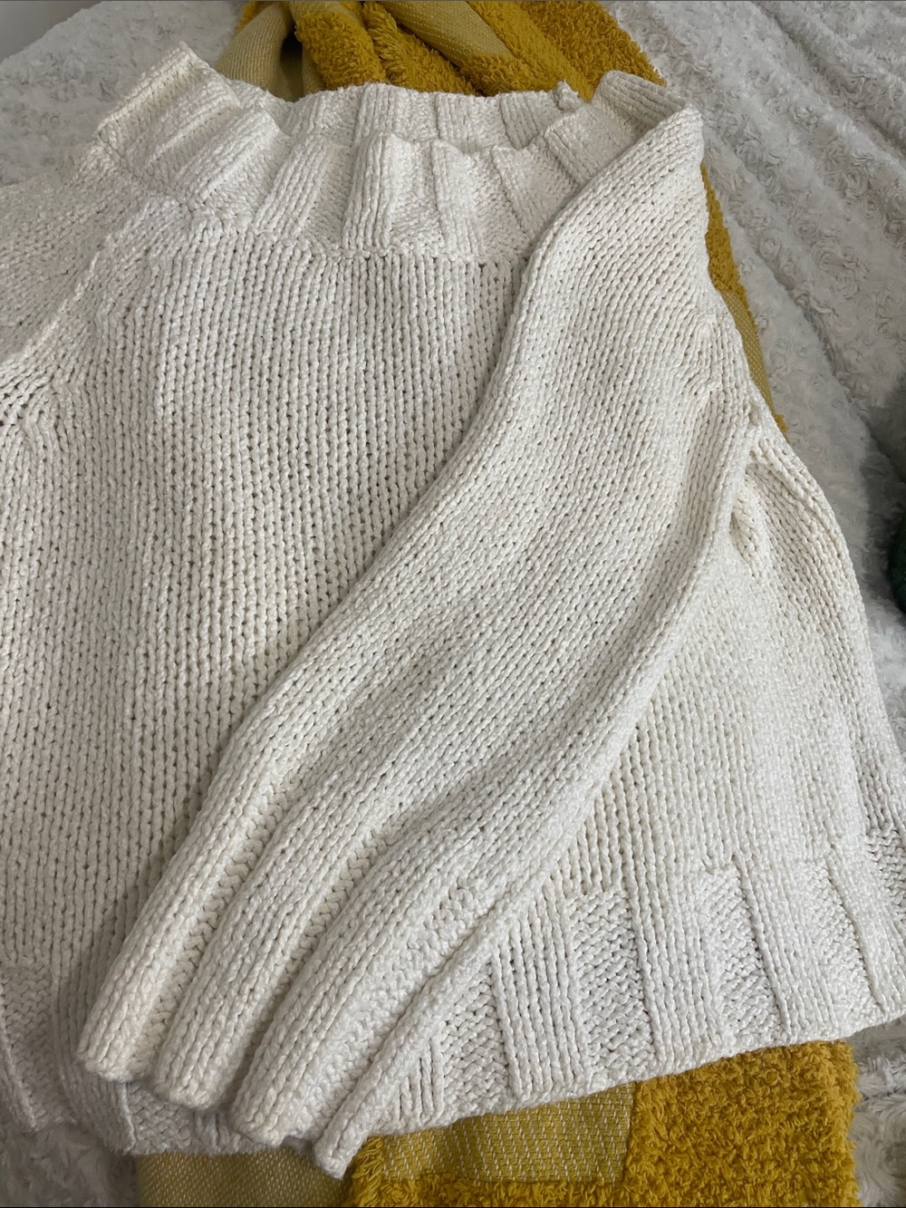 Free People Women’s Ivory Cotton Knit Sweater L 🤍 - Picture 4 of 10